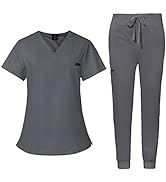 VIAOLI Scrubs Sets for Women Medical Jogger Scrub Sets Hospital Scrubs Working Uniform Nursing So...