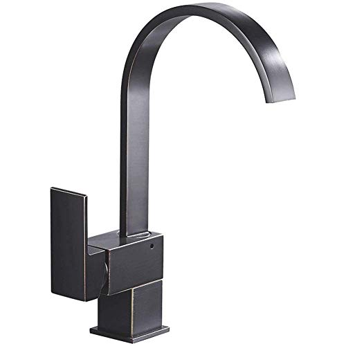 Grifo de agua frío y caliente giratorio para lavabo de baño rústico