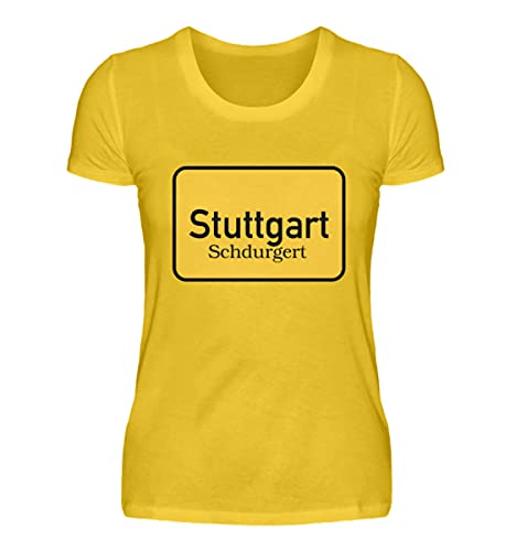 T-shirt pour femme Stuttgart Schdurgert vêtement jaune citron de taille XL