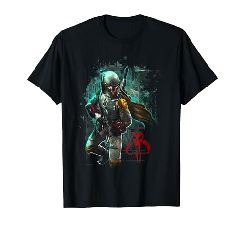Star Wars Boba Fett Grunge Profile Graphic T-Shirt T-Shirt, Men, Black, Small