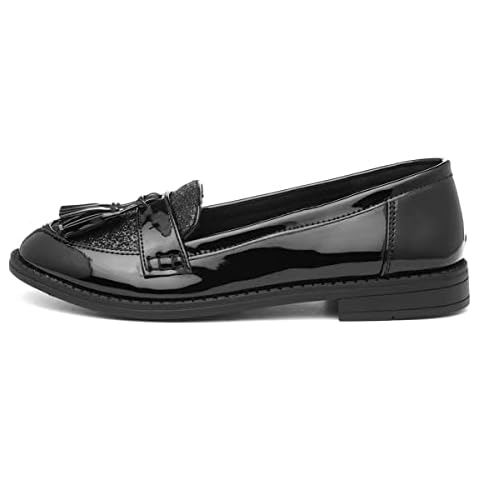 Lilley Cas Girls Black Patent Loafer Shoe Cover