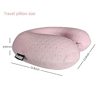 Nackenkissen zum Schlafen auf Reisen, rosa Reisekissen, bequeme U-förmige Memory Foam Kissen, Nacken- und Kopfstütze, tragbares Reise-Nackenkissen, geeignet für Flugzeuge, Züge, selbstfahrende Autos – Ansicht 3