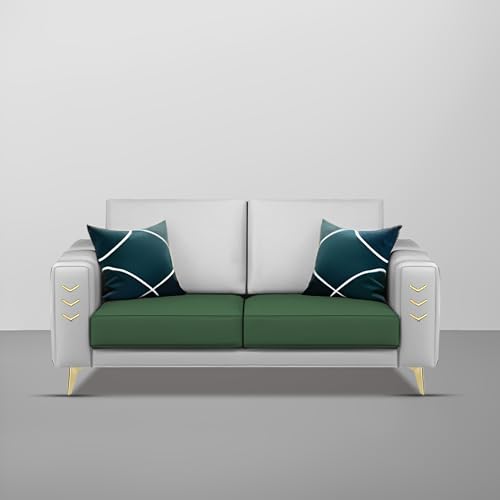 Image of Casaliving Falco 2 Seater Sofa Set for Living Room (Green Grey Fabric) Premium Fabric Sofa