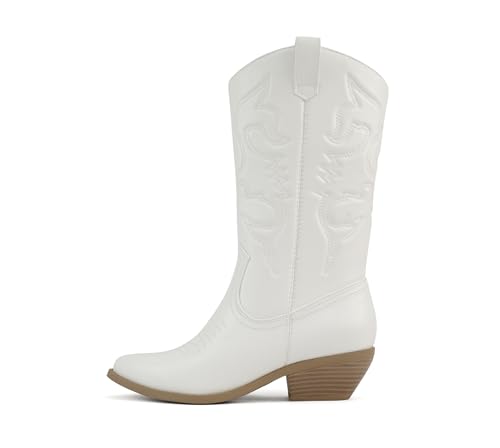 Soda Rider ~ Women Mid-Calf Western Cowboy Boots with Pointed Toe & Side Zipper