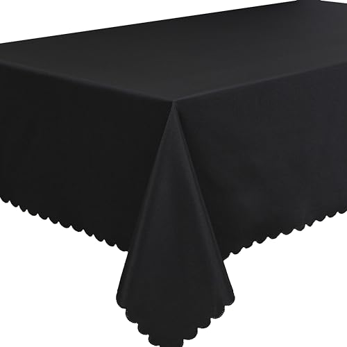 Nappe polyester 140x240 sans repassage rectangulaire noire - 2