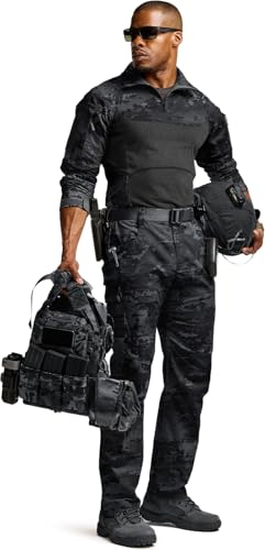 Image of CQR Men's Tactical Combat Shirt, 1 /4 Zip Long Sleeve Breathable Military BDU Training Top for Shooting, Hunting, Range Use