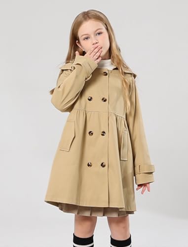 Girl's Trench Coat Hooded Waterproof rain jacket Outerwear 6-14 Years2