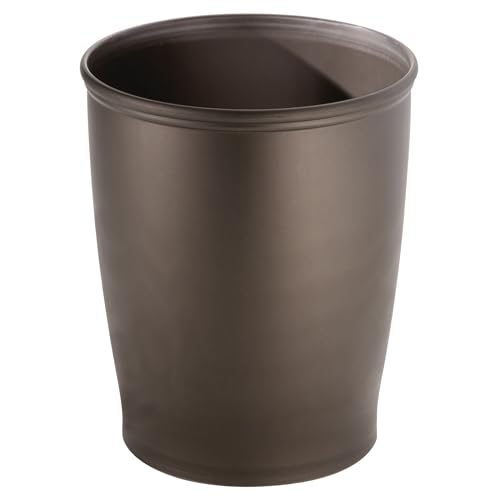 iDesign Round Plastic Waste Basket, The Kent Collection – 8.35” x 8.35” x 10”, Bronze