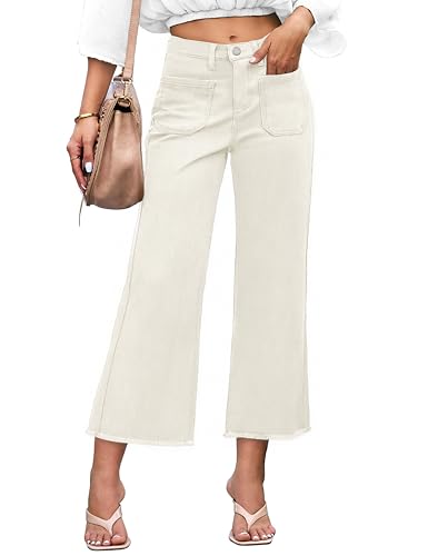 Y’s cropped wid pants KICZOY Women Bootcut Capris Jeans Mid Rise Cropped Pants