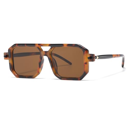 Vintage Big Square Frame Plastic Sunglasses for Women Men, UV400 protection Sun Glasses