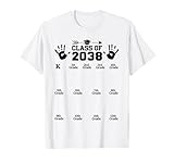 Class of 2038 Grow with Me Handprint Pre-K 12th Grade T-Shirt