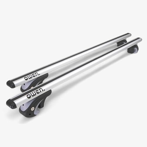 Owen 5.0 Dachträger Universal 135 cm Silber | Aluminium Relingträger für offene Reling | Geprüft nach DIN 75302 | Abschließbar | Tragfähigkeit bis 90 kg | Aerodynamisch & einfach montierbar