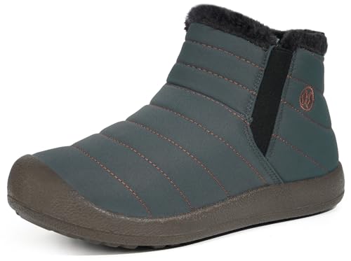 Image of Eagsouni Womens Mens Snow Boots Winter Slip On Shoes | Unisex Warm Fur Lined Slip-On House Shoes,Rubber Sole,Anti Slip,Water Resistant,Comfortable,Indoor Outdoor Daily Walking