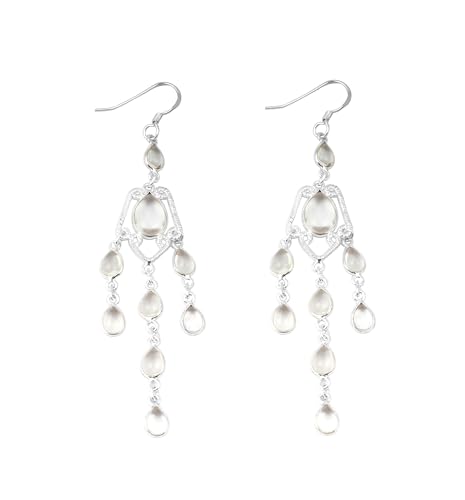 Boucles d'oreilles chandelier en argent 925 et cristal de quartz fait main