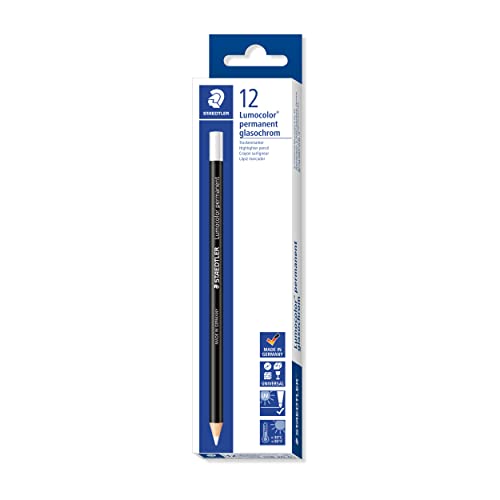 Crayons blancs permanents Staedtler pour tout type de surface, étanches et lumineux, x12