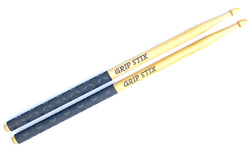 GRIP STIX 15" Long Maple with Black NON-SLIP GRIP Drumsticks - Ideal for Cardio Fitness, Aerobic & Workout Exercises