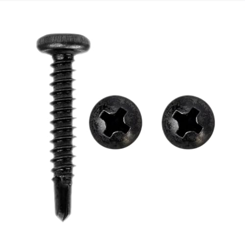 AlloTemlass #8x1 Black Self-Tapping Screws (100-Pack) | Quad Drive Pan Head for Secure RV & Trailer Repair | Carbon Steel, Rust-Resistant for Heavy Duty Interior/Exterior & OEM Use
