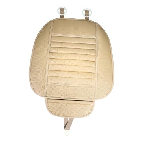 Funda para asiento de coche antideslizante de cuero beige que aporta comodidad en viajes largos