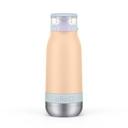 Ello Emma 14oz Vacuum Insulated Stainless Steel Kids Water Bottle with Straw and Built-in Carrying Handle and Leak-Proof Locking Lid for School Backpack, Lunchbox and Outdoor Sports, Twilight Breeze
