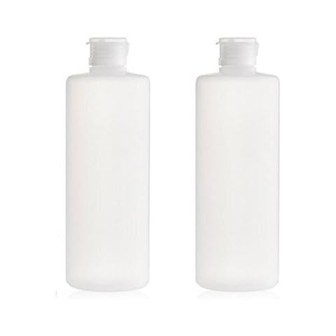 UPSTORE 2PCS Empty Refillable Plastic Clear Soft Tube Squeeze Bottle Jars With Flip Cover Cosmetic Makeup Packing Storage Holder Containers for Toner Lotion Shower Gel Cleaser Shampoo (400ml/13.3oz) Cover