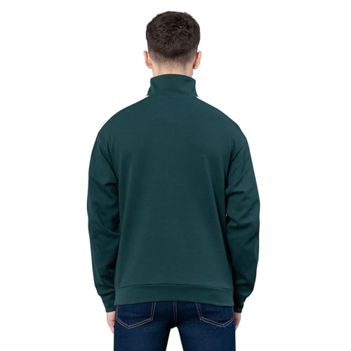 Image of Red Tape Cotton Half Zip Mock Neck Sweatshirt For Men | Cut & Sew | Everyday Comfort