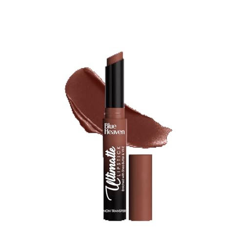 Image of Blue Heaven Ultimatte NonTransfer lipstick for women|Enriched with Shea Butter & Vitamin E| Matte Finish, Smudge Proof & Waterproof Long Lasting Lipstick Upto 12Hrs| 2.2g | 12 Brown