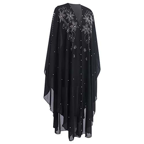 IBTOM CASTLE Abaya for Women Muslim, Beaded Embroidered Maxi Kaftan Dress Cardigan Caftan Dubai Arabic Kimono Robe2