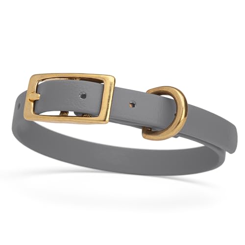Image of Viper Biothane Heavy Duty Waterproof Dog Collar Strong Coated Nylon Webbing w /Solid Brass Hardware Odor-Proof Easy to Clean High Performance Fits Small Medium or Large Dogs, Battleship Gray