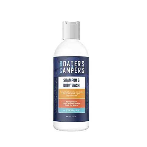 STREAM 2 SEA Boaters and Campers All Natural Hair Shampoo for Camping and Boating 4 oz Reef Safe Fragrance Free Anti Frizz and Color Safe Shampoo Paraben Free Hydrating Shampoo