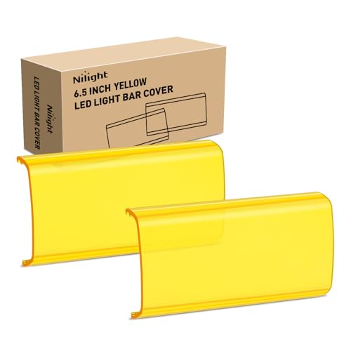 Image of Nilight 6.5 Inch LED Light Bar Covers 2 PCS Yellow Color | Protective Durable Polycarbonate Lens, Waterproof Dustproof Scratch-Proof for Double-Row Off Road Driving Lighting