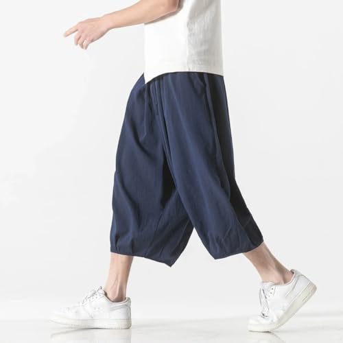 Summer Loose Pants Men's Harajuku Harem Cotton Linen Lantern Pants Vintage Casual Men Wide Leg Trousers3