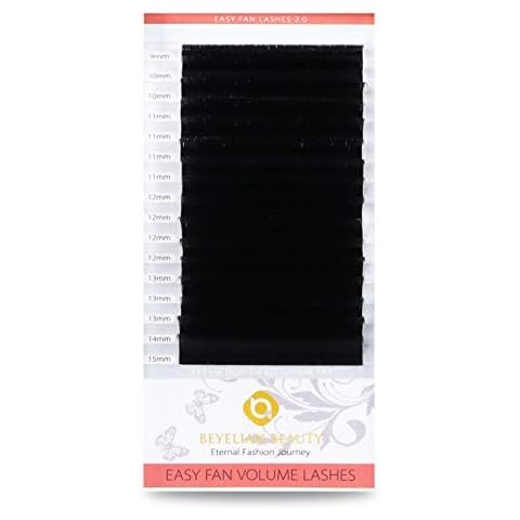 BEYELIAN Easy Fan Eyelash Extensions Volume Sets Self Fanning Lashes Black Salon Stylists Mega Fullness Semi Permanent .05 CC Curl 9-15mm Mix Tray Cover