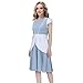 FOCUSOUL Women Princess Twirl Dress Blue Skirt Round Neck Gown Halloween Party Cosplay Dress Up Costume Outfit (Medium)