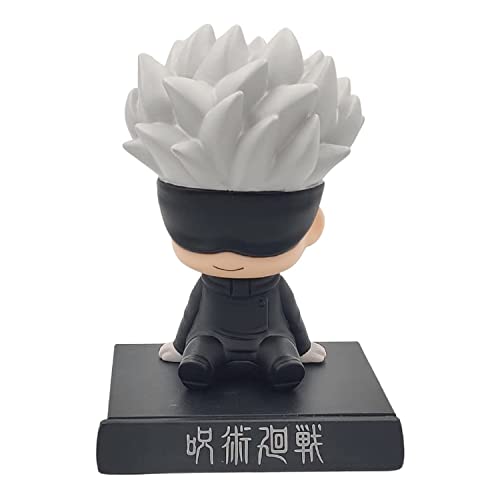 Image of AUGEN Super Hero Satoru Gojo Jujutsu Kaisen Action Figure Limited Edition Bobblehead with Mobile Holder for Car Dashboard, Office Desk & Study Table (Pack of 1)(Plastic)