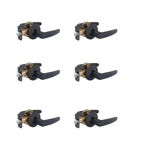 Amazon Basics Passage Door Lever, Matte Black, 6-Pack