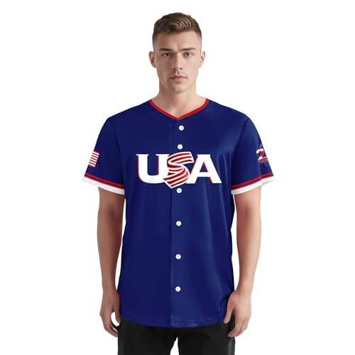 Camiseta de béisbol personalizada USA 250th, con nombre, número y bandera de USA, botón, transpirable y patriótica miniatura 2