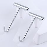 GOLD DEER 2 Stück T-Griff Fleischausbeinhaken Edelstahl T-förmige Metzgerhaken für einfache Verarbeitung für Küche, Metzgerei, Restaurant, Grillwerkzeug