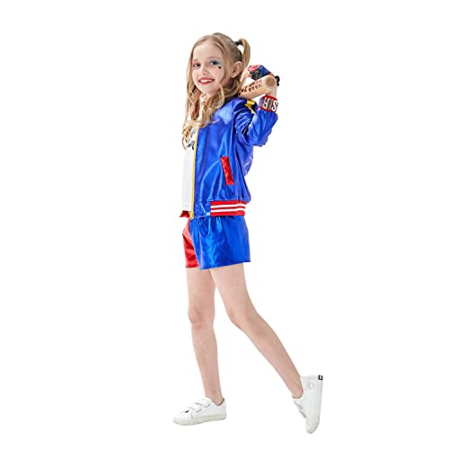 Zoruis Super Hero Cosplay Costume With T-Shirt Jacket Pant Gloves For Kid Teenager Girl Cosplay As Harley Quinn 110Cm To 120Cm #TOP6