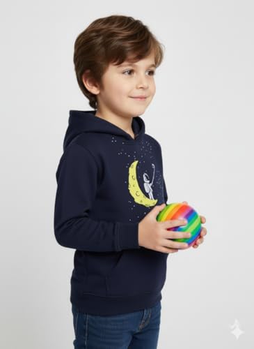 Image of Mack Jonney Boys' inchAwesome inch Printed Fleece Hoodie - Warm Winter Sweatshirt with Kangaroo Pocket -M5452