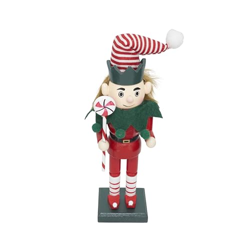 SARO LIFESTYLE Festive Elf Nutcracker with Classic Holiday Charm, 10", Red