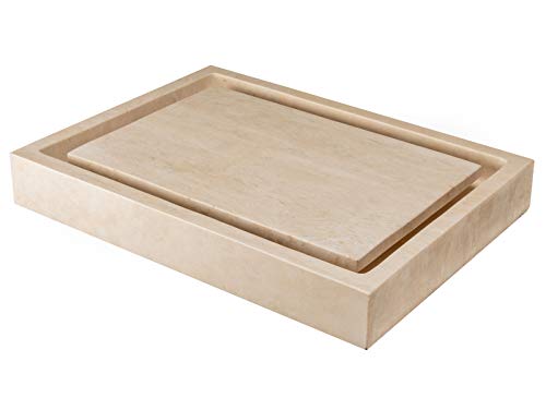 Eden Bath Eb_S006Bt-H Rectangular Infinity Pool Stone Vessel Sink - Honed Beige Travertine #TOP1