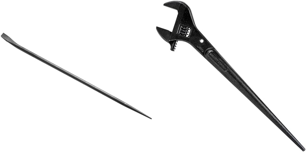 Klein Tools Connecting Bar and Spud Wrench Bundle - 7/8" x 36" Sleever Bar with 15° Chisel and 16" Adjustable 1-5/8" Heavy Duty Wrench