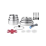 Contenu : 3 Poêles 20/22/26cm - 3 casseroles 16/18/20cm - 1 sauteuse 24cm - 1 couvercle verre 24cm - 3 couvercles hermétiques 16/18/20cm - 3 ustensiles - 3 protège poêle - 1 poignée amovible