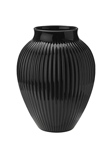 Knabstrup Cerámica, jarrón acanalado, moldeado con arcilla y pasión, forma elegante y clásica desde 1897, color negro, 27 cm Cover