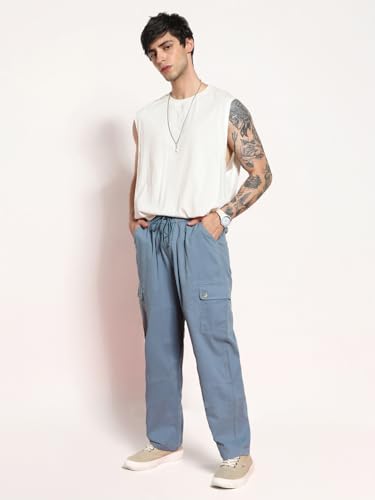 Image of Urbano Fashion Men's Loose Baggy Fit Cargo Jogger Chino Pant with 6 Pockets Stretchable