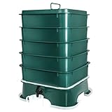 The Original Vermihut ® Plus 5 – Tray Worm Composter -Dark Green,Sustainable Design for Both Indoor & Outdoor, Worm Compost Bin for Vermicomposting Starter, Recycling Food Wastes
