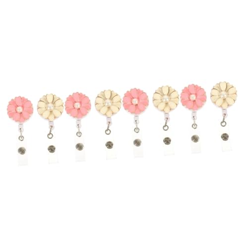 Porte-badge rétractable SHINEOFI 8 pièces à perles blanches et roses déco