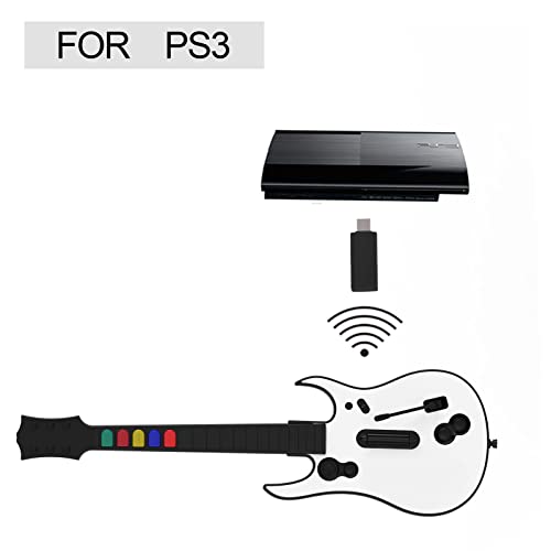Nbcp Guitar Hero Guitar, Wireless Pc Guitar Hero Controller For Playstation 3 Ps3 With Dongle For Clone Hero, Rock Band Guitar Hero Games White #TOP3