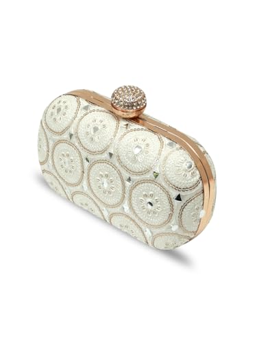 Image of THE TAN CLAN Inaara Oval Clutch for women Purses Luxury Evening Handbags for ladies with Detachable Handle