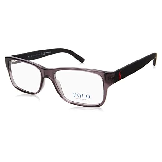 Polo Ralph Lauren Armação retangular masculina Ph2117 para óculos de grau, Lente cinza transparente brilhante/Demo, 54 mm